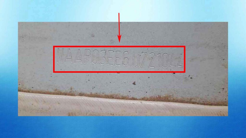 محل شماره شاسی پژو ۲۰۶ تیپ ۳